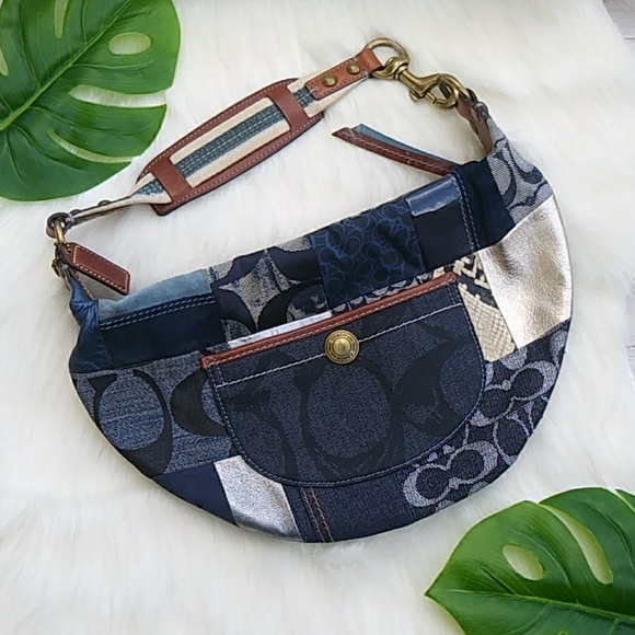 Coach Handbags - COACH Indigo Patchwork Blue Hobo Bag # 10019